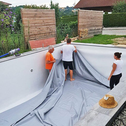 Pose du liner piscine